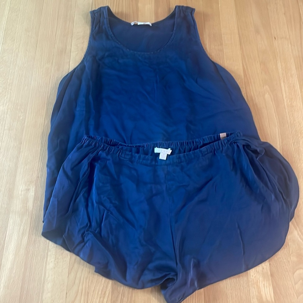 Lunya Women's Navy Silk Pajama Set Medium